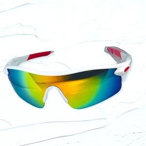 White & Red Mirrored Sport Sunglasses UV400 Gold Blue Deadstock
